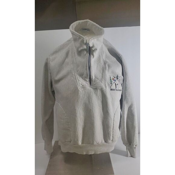 MV Sport Other - Vintage Rare Men's Large MTV Gray Pullover Long Sleeve 1/4 Zip USA Employee
